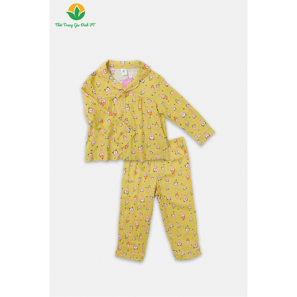 Bộ lanh bé gái Việt Thắng quần dài, áo dài tay Pijama bèo - B70.2210