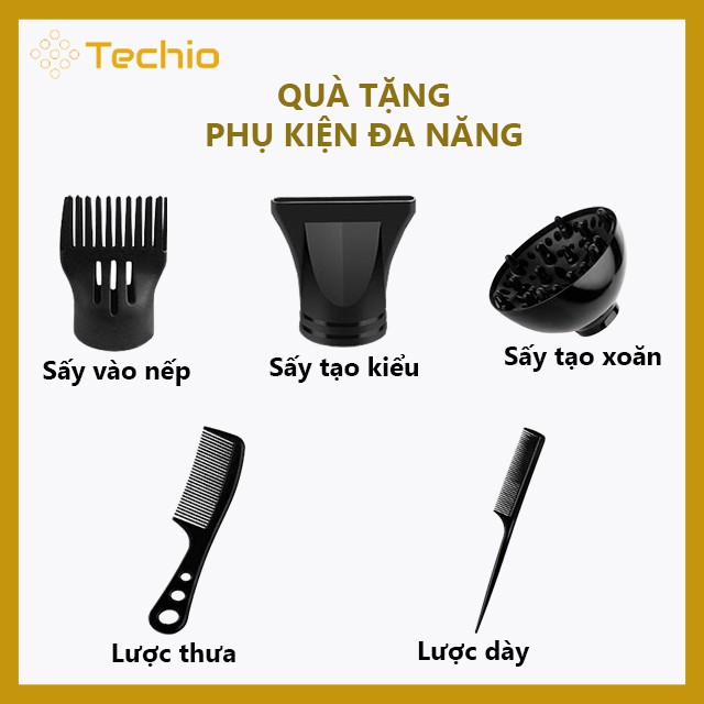 Máy Sấy Tóc Gió 2 Chiều Nóng Lạnh DELIYA, Công Suất Lớn 2200W, Dễ Dàng Tạo Kiểu. Cung Cấp Bởi Techio