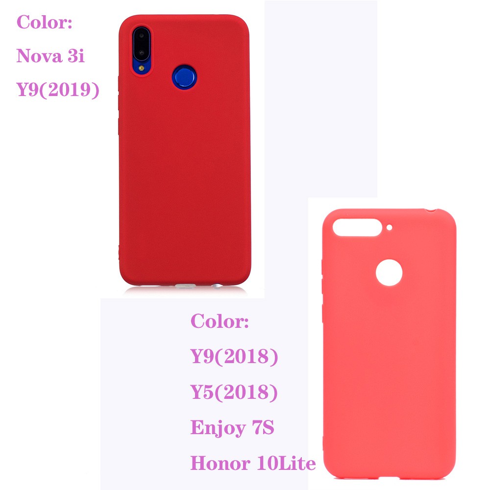 Ốp điện thoại silicon màu trơn nhiều màu lựa chọn cho Huawei Nova 3i/Y9 2018/Y9 2019/Y5 2018/Enjoy 7S/Honor 10Lite