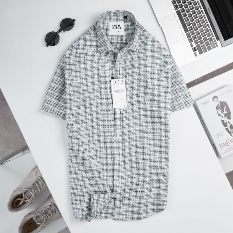 Áo sơ mi nam tay ngắn kate cotton sọc trẻ trung thoáng mát nổi bật