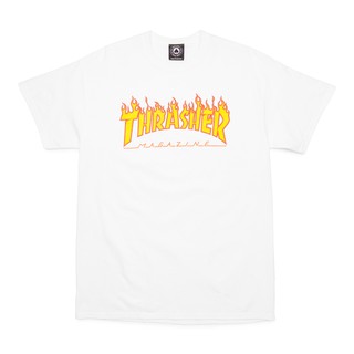 Áo Thun Mỹ Thrasher- THRASHER FLAME LOGO WHITE T-SHIRT