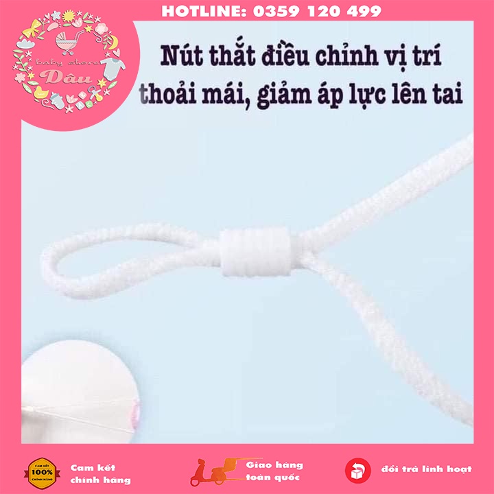Khẩu trang gấu cho bé Unimask - set 3 chiếc/gói ngừa bụi min có dây điều chỉnh cỡ - 1 size sơ sinh đến 3 tuổi