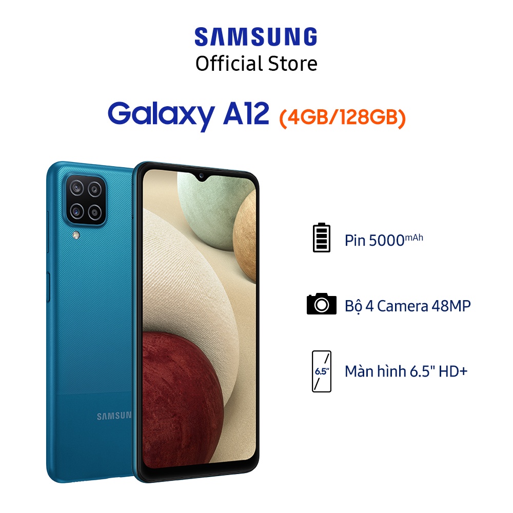 [Mã ELBAU1TR giảm 5% đơn 3TR] Điện Thoại Samsung Galaxy A12 (4GB/128GB) - Hàng Chính Hãng