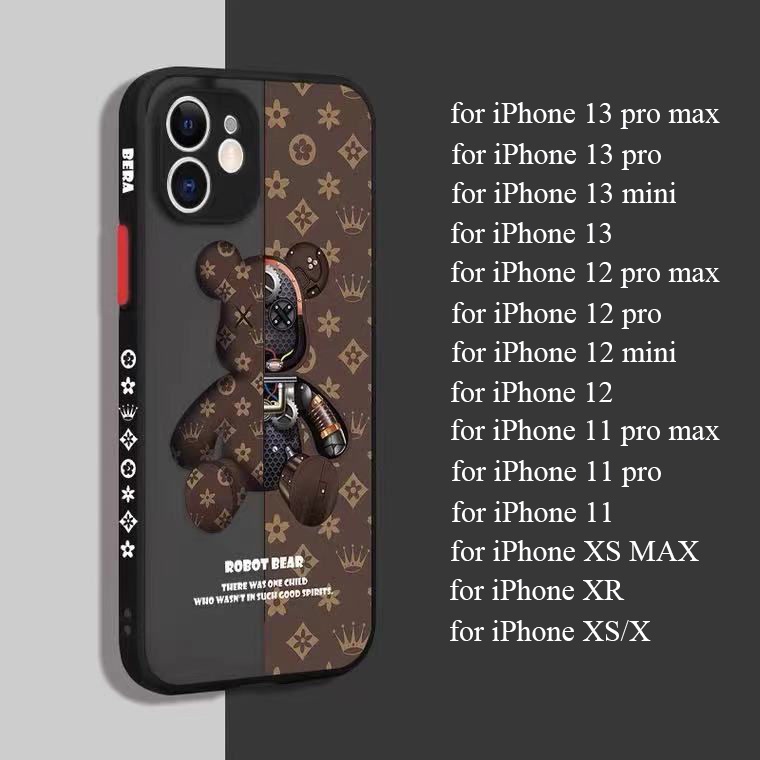 Ốp điện thoại mặt nhám chống rơi hình gấu sang trọng thời trang cho IPhone 13 12 11 Pro Max 12 13 Mini X XS Max XR