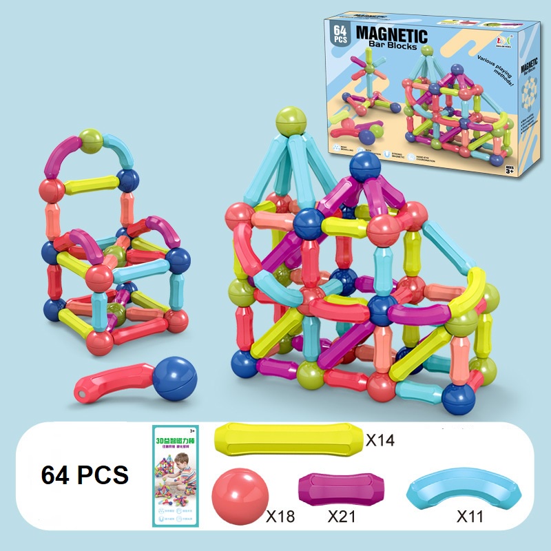 Nam châm xếp hình thông minh từ tính đồ chơi tư duy logic thế hệ mới 36 42 64 chi tiết cho bé lắp ráp phát triển trí tuệ