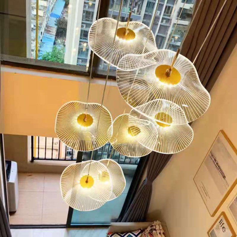 Ảnh thật 200% - Đèn thả thông tầng KATANA cánh lá sen phong cách sang trọng, hiện đại, độc đáo, đèn trang trí hiện đại D
