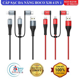 Cáp Sạc Đa Năng 4 Đầu Hoco X38 4 in 1 Chính Hãng - BH 12 Tháng - Cáp Sạc 4 Đầu