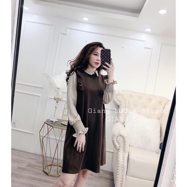 Váy phối tay sơ mi bèo QC