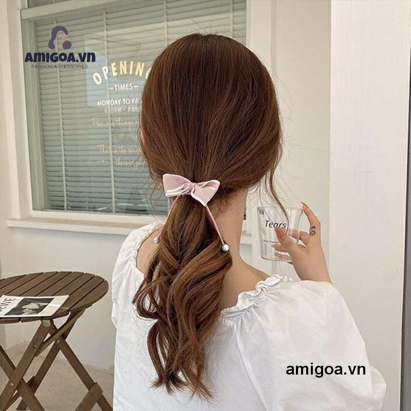 ✨✨Dây Buộc Tóc Đính Nơ Ruy Băng Xinh Xắn Phong Cách Hàn Quốc Thời Trang Cho Nữ