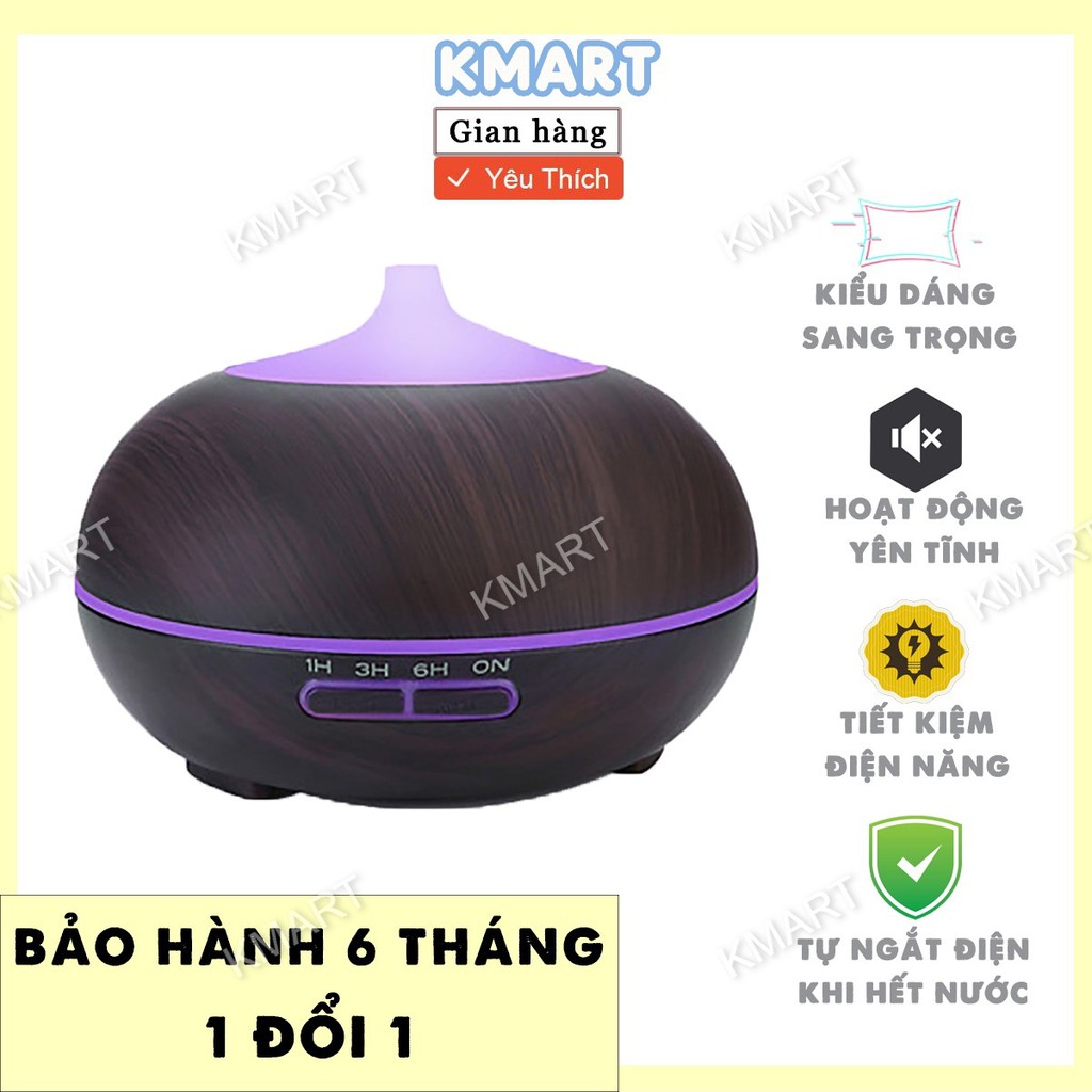 Máy Xông Tinh Dầu Chóp Ngắn Vân Gỗ Cao Cấp 550ml