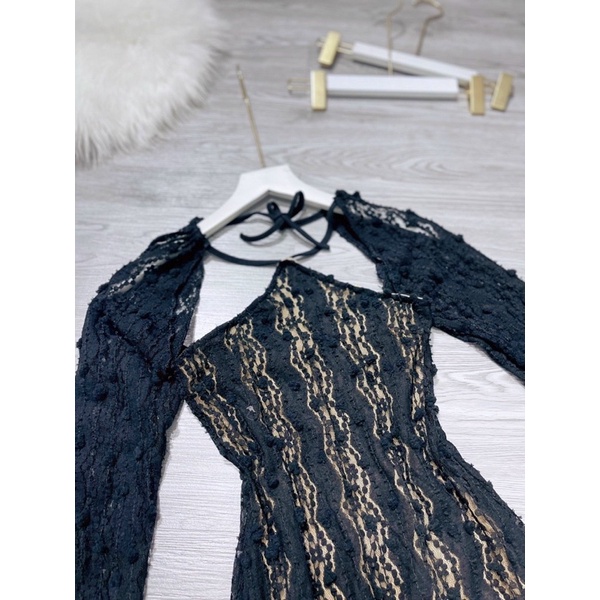 ❤️Đầm ren midi xẻ tà