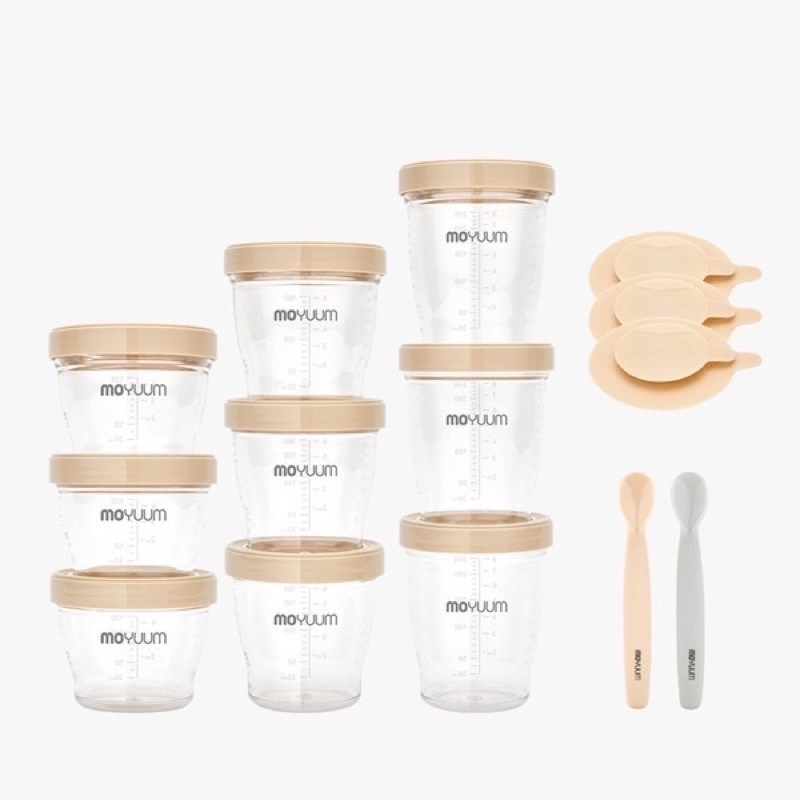 Set 3 cốc trữ đồ ăn dặm Moyuum 180ml - 240ml (có tách lẻ)