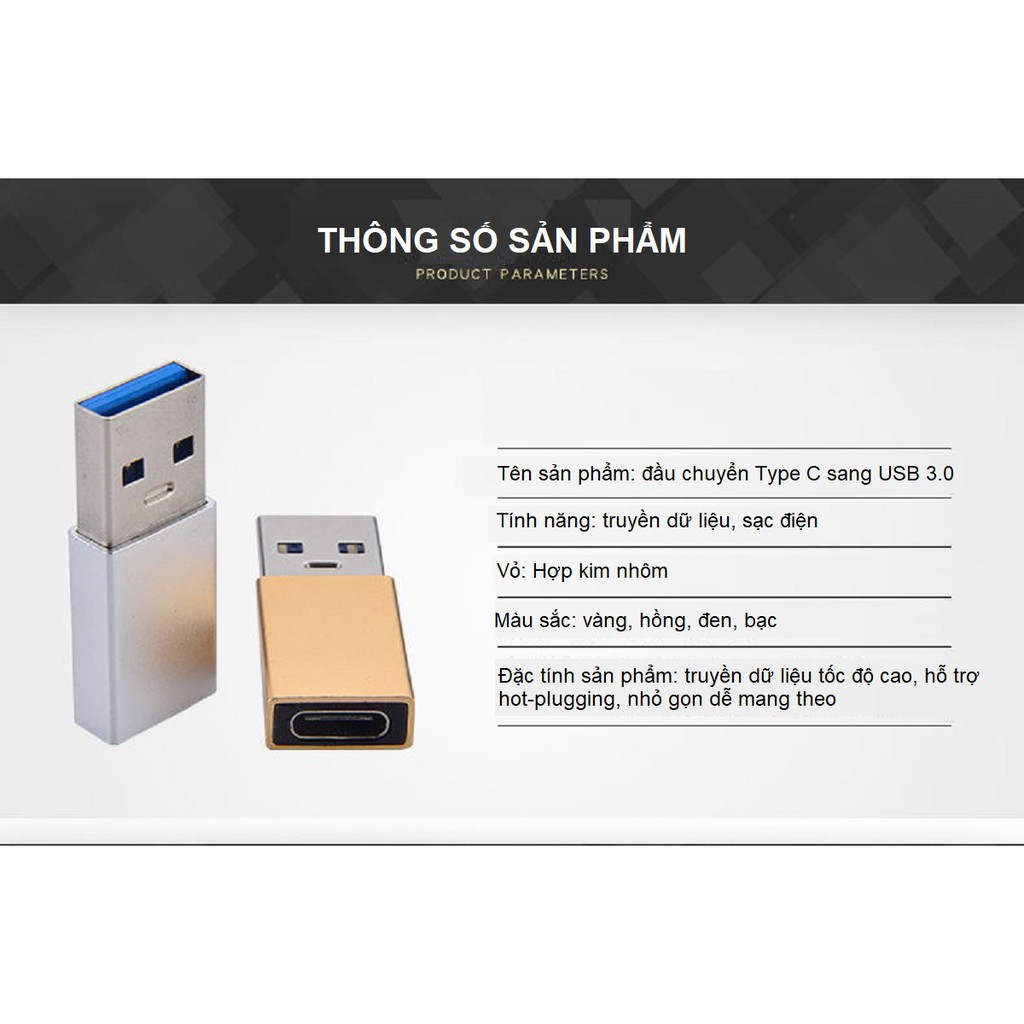 (10Gbps) Đầu Chuyển USB Sang Type C, usb to c - Hồ Phạm