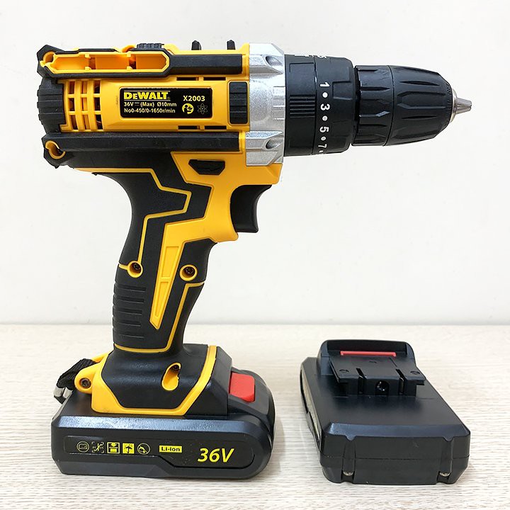 Tặng mũi khoan - Máy khoan pin 36V Dewalt 2 Pin - 3 chức năng có búa - Máy bắt vít pin cầm tay