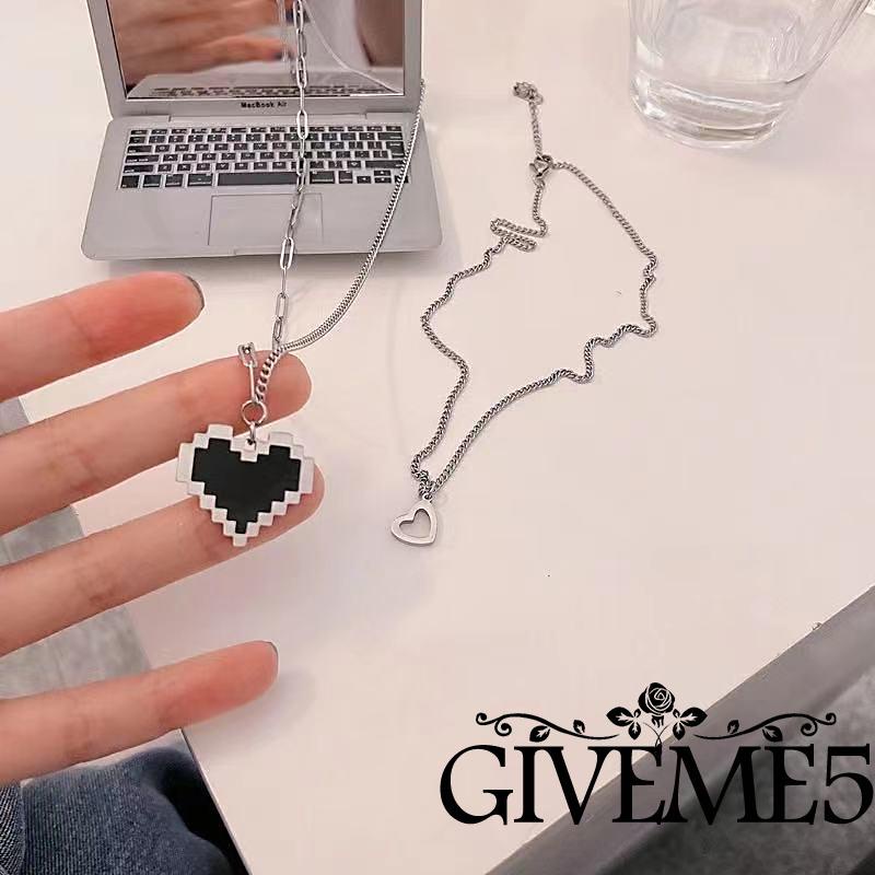 Vòng cổ hai lớp mặt hình trái tim thời trang cho nữ