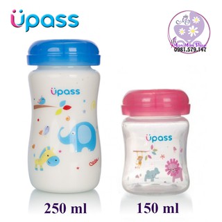 Bình trữ sữa Upass cổ rộng 150ml 250ml 320ml có thể gắn thêm núm ti nhựa