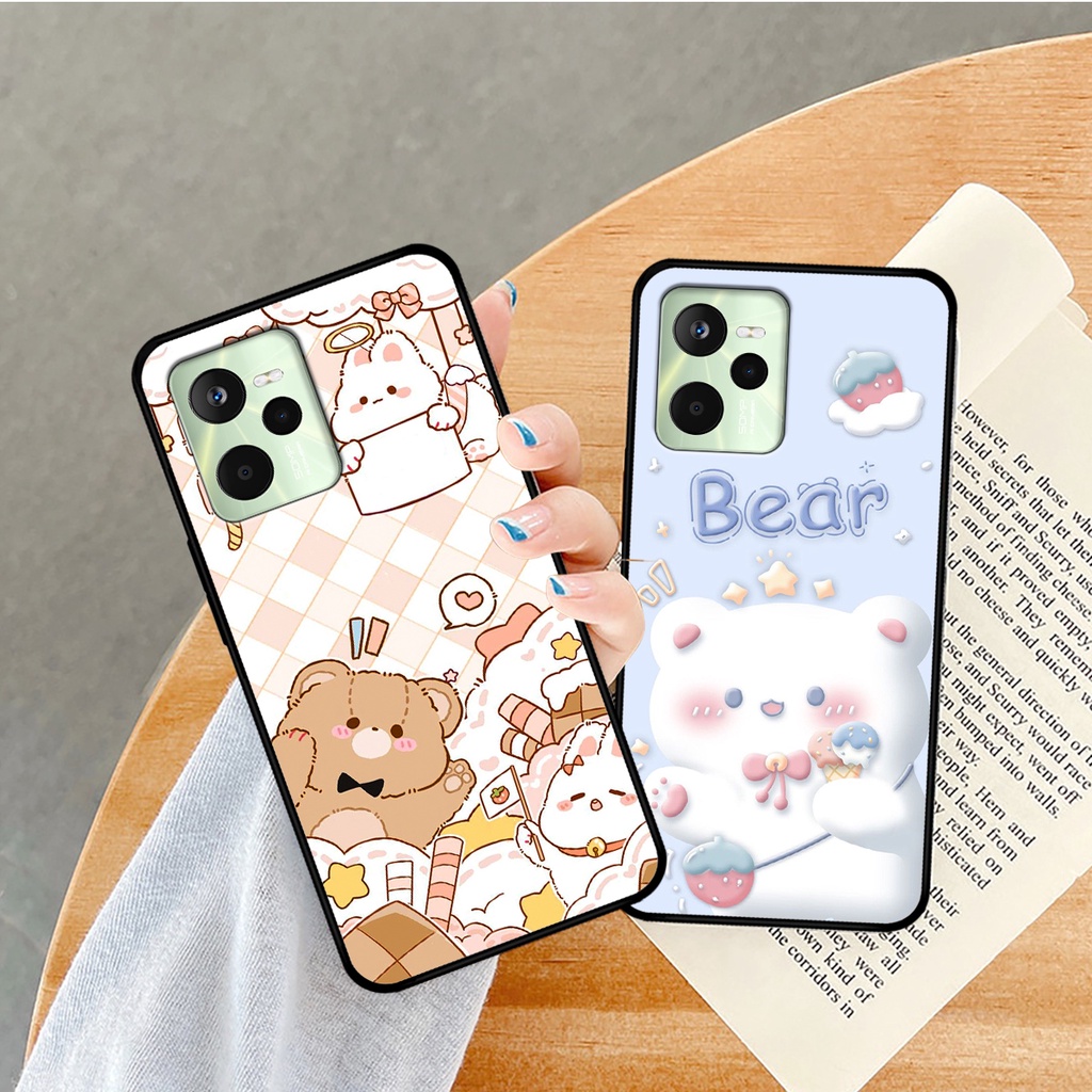 Ốp lưng Realme C35 in hình caro gấu thỏ dễ thương