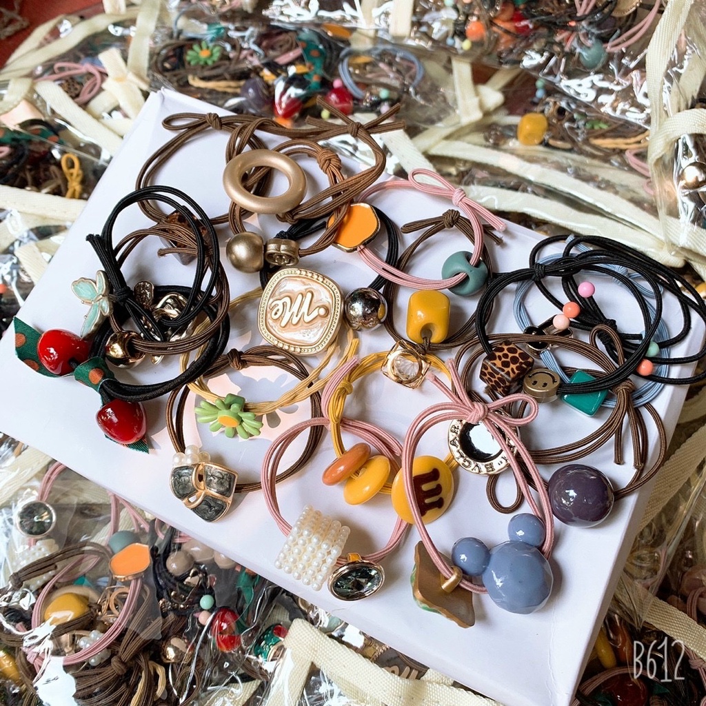 Dây Buộc Tóc ,Set 20 Chun Buộc Tóc Nhiều Mẫu Dễ Thương Kèm Túi Zip Cao Cấp Siêu Hót