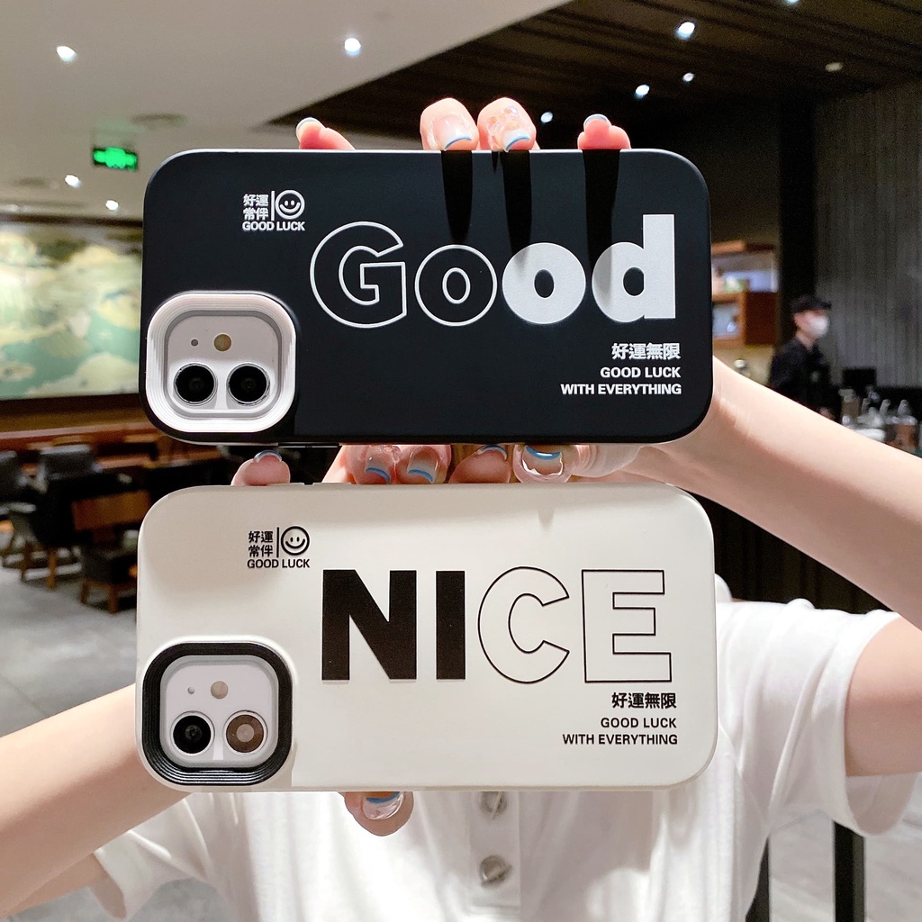 Ốp Điện Thoại in Chữ Tiếng Anh Màu Trắng Đen Chống Sốc 3 Trong 1 Cho iPhone 14 / 13 / 12 / 11 / X / 8 / 7P