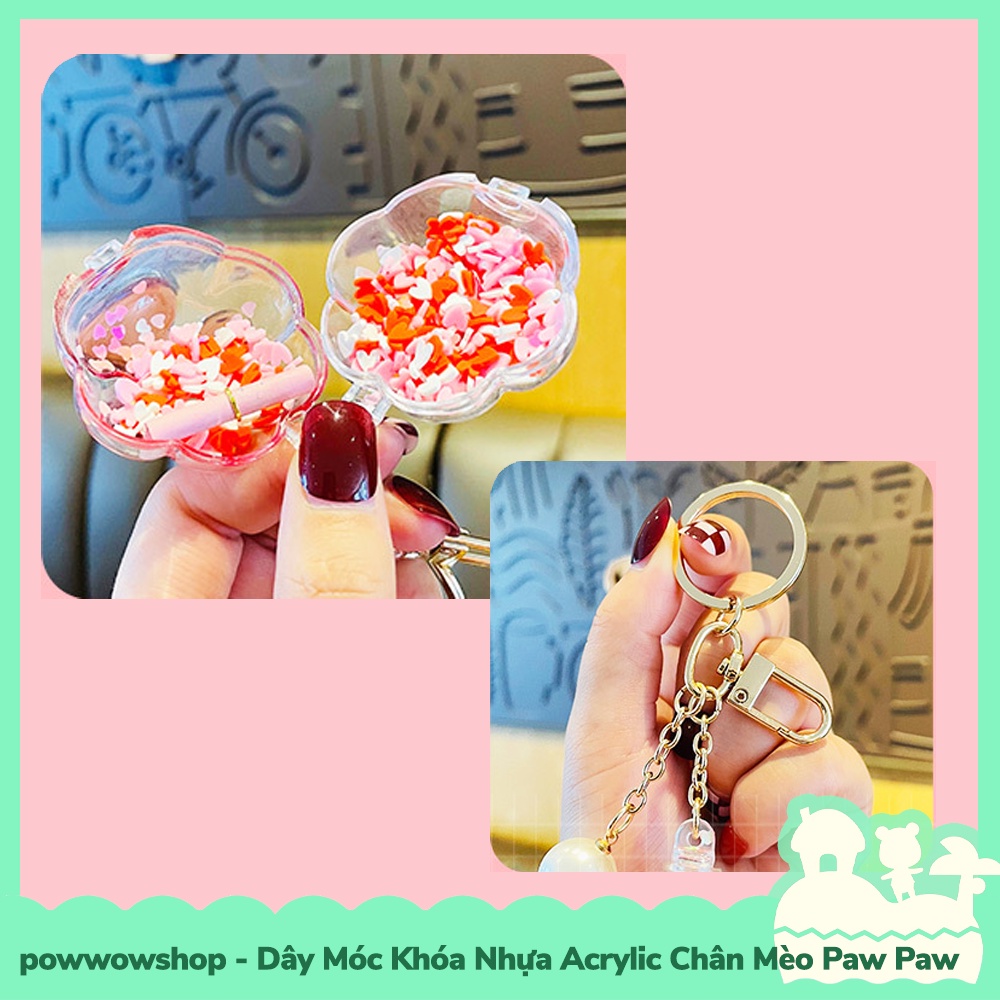 [Sẵn VN - Hỏa Tốc] Móc Khóa Nhựa Trong Suốt Crystal Acrylic Mẫu PawPaw Chân Mèo Crystal