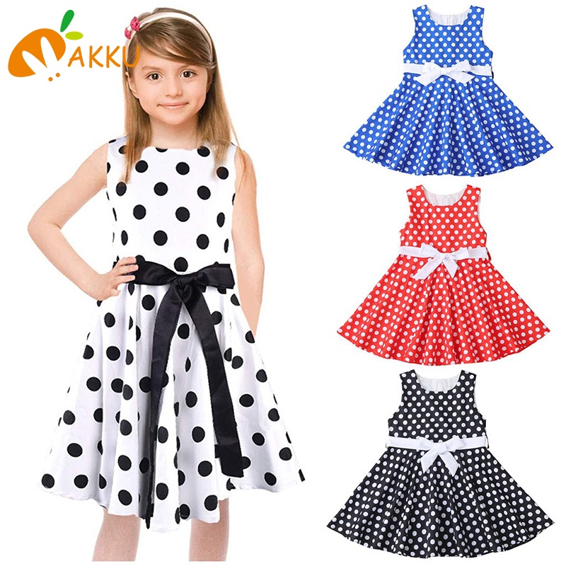 Thời Trang Bé Gái Chấm Bi Nơ Trẻ Em Váy akku