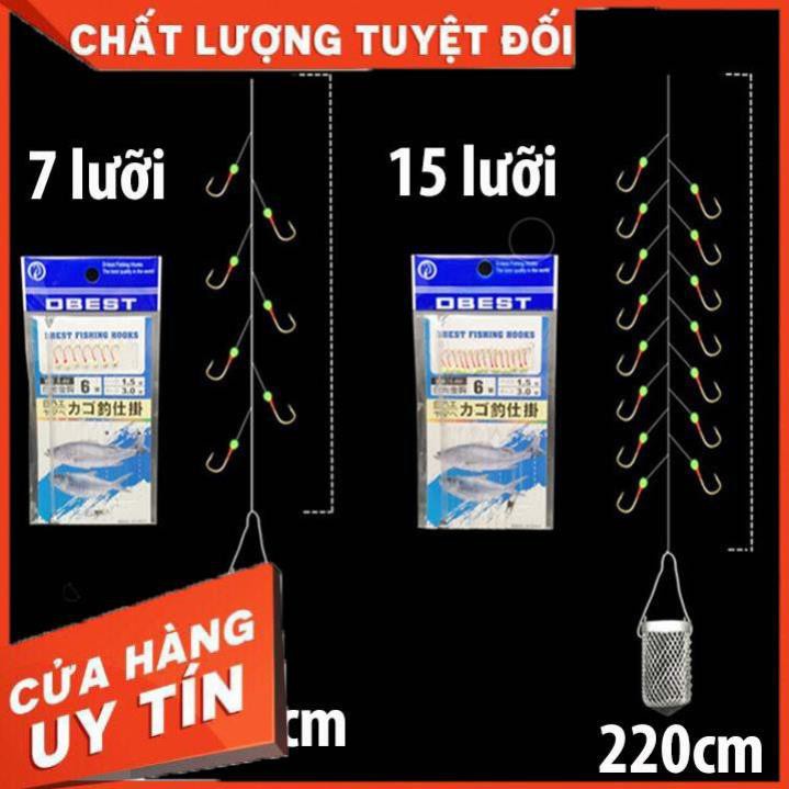 [ XẢ HÀNG ] Bộ Thẻo 7 lưỡi câu cá mương [Hàng Đẹp, Giá Tốt] siêu nhạy có rọ sắt - Sanami Fishing