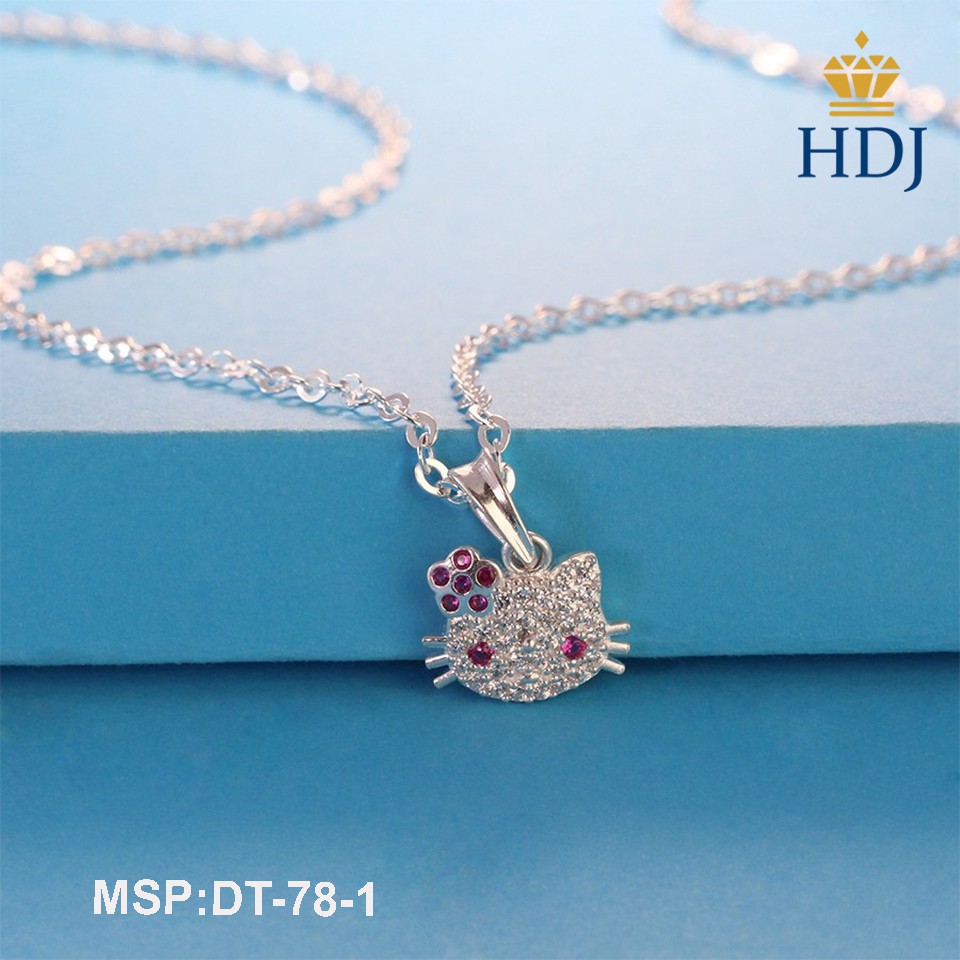 Dây chuyền bạc, vòng cổ cho bé hình Hello Kitty đính đá đẹp trang sức HDJ mã DT-78-1