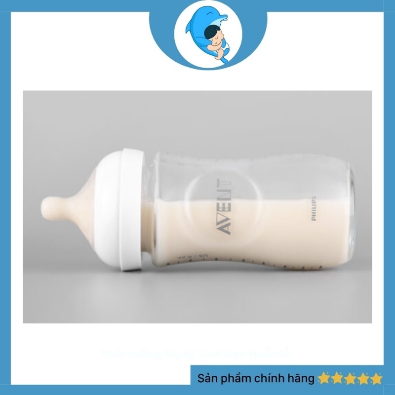 Bình sữa Phillips Avent Natural thủy tinh không BPA chống đầy hơi chống sặc an toàn cho bé 120/240ml
