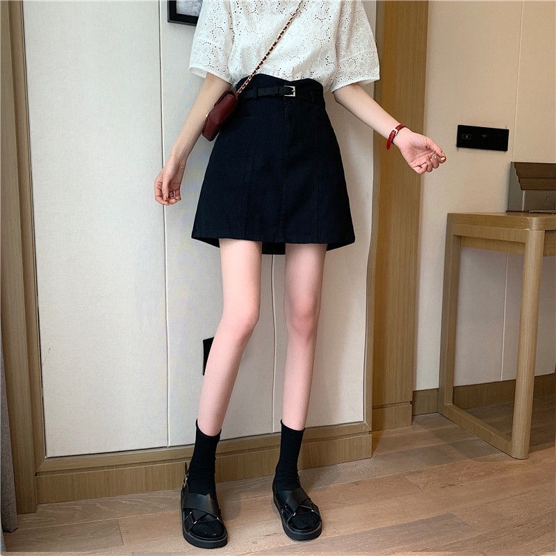 Jiashucheng Chân Váy Denim Lưng Cao Màu Sắc Thời Trang Mùa Hè Cho Nữ