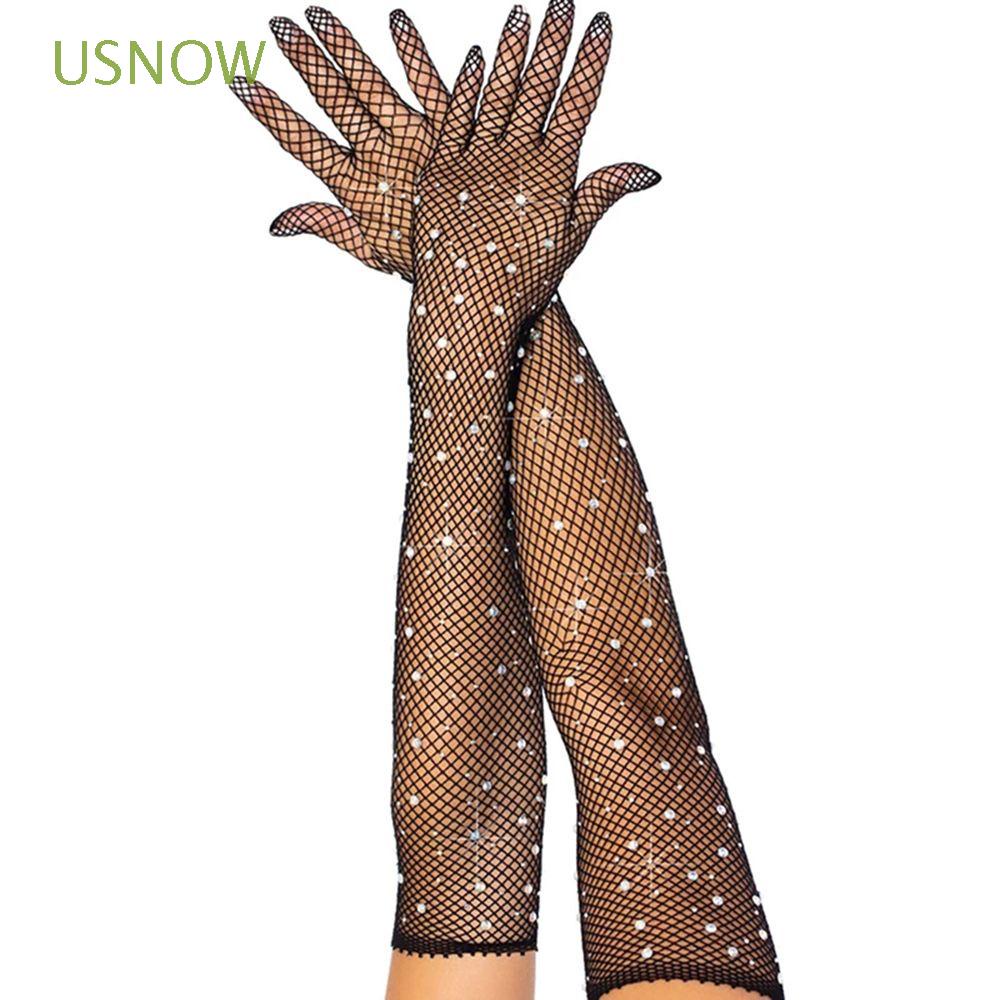 Găng Tay Lưới Co Giãn Đính Kim Sa Lấp Lánh Toàn Diện Quyến Rũ Cho Nữ