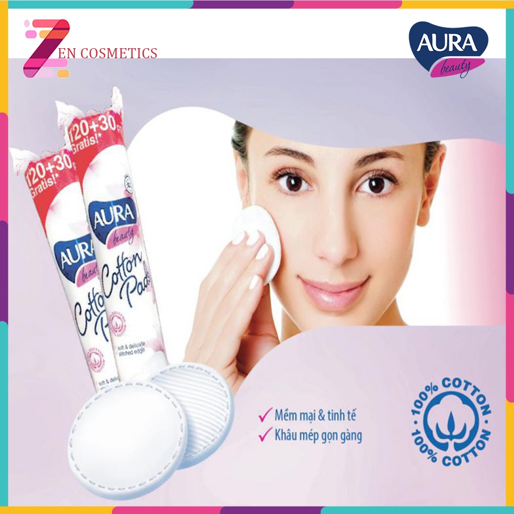 Bông tẩy trang Aura 150 miếng Beauty Cotton Pads