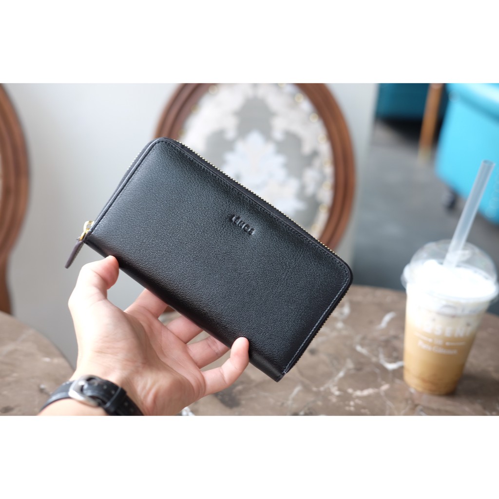 YOKO WALLET - Ví nữ da thật  khóa kéo vòng dáng dài HP74