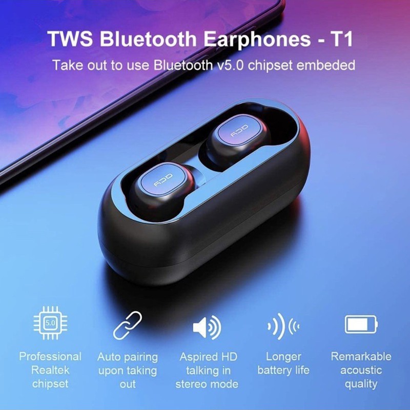 Tai Nghe Không Dây QCY T1 Bluetooth 5.0 Nhỏ Gọn Chất Lượng Tốt