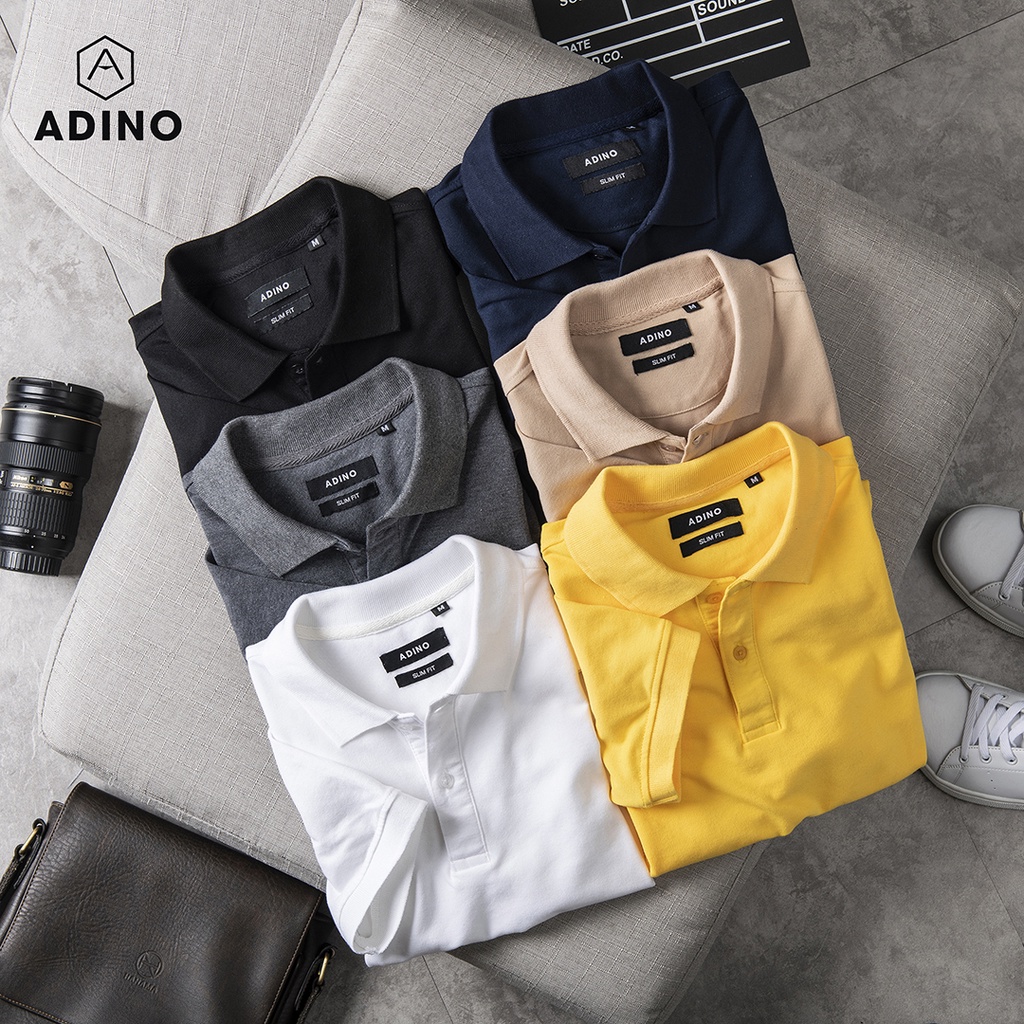 Áo polo nam ADINO màu be vải cotton co giãn nhẹ dáng công sở slimfit hơi ôm trẻ trung PL44