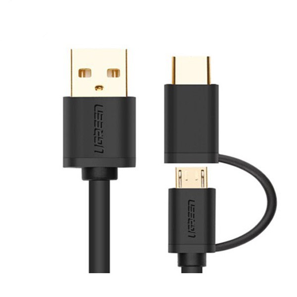 Cáp sạc điện thoại 2 trong 1 Micro USB và Type C Chính hãng Ugreen 30174 - Hàng chính hãng