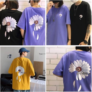 [QUÀ TẶNG LÀ GÓI XẢ VẢI BẠN NHÉ] Áo thun nữ form rộng tay lỡ unisex in hình hoa cúc rơi giá rẻ