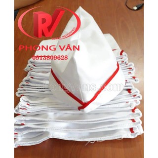 Combo 10 mũ nón cano vải kaki trắng viền đỏ