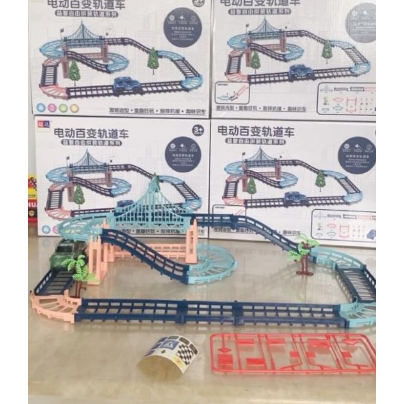Bộ ô tô tàu lượn đường ray 31 chi tiết lắp ráp nhiều mô hình khác nhau