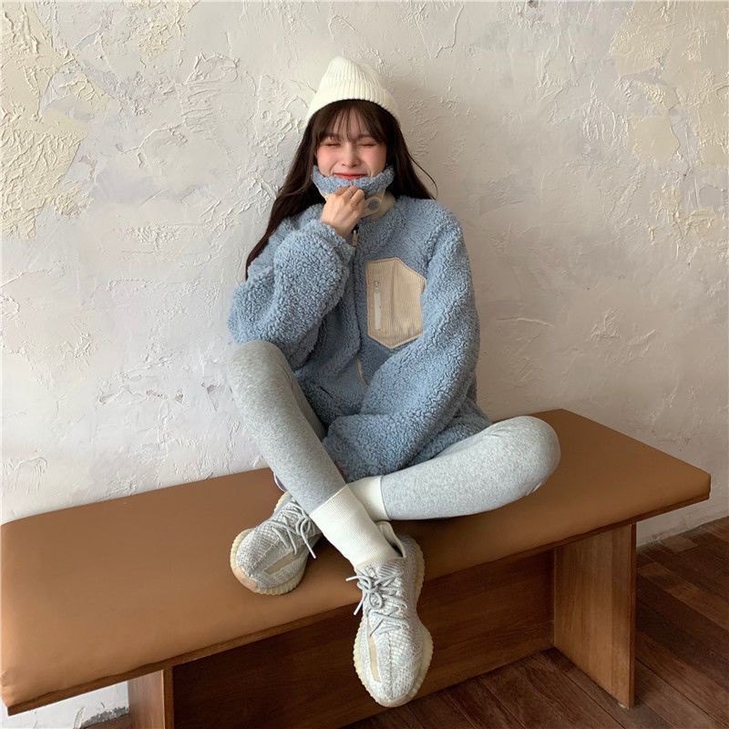 Áo khoác lông hai mặt caro style retro