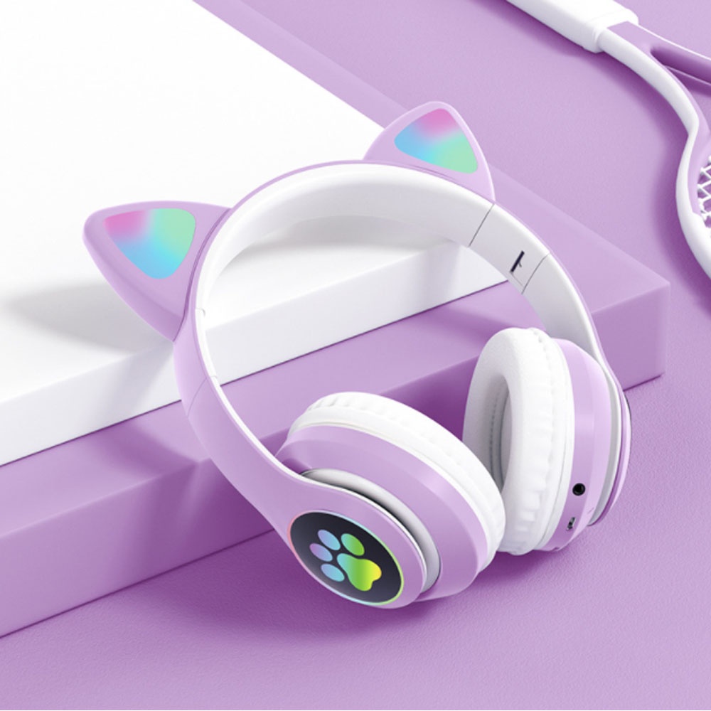 [Rẻ Vô Địch]Tai Nghe Mèo Kết Nối Bluetooth Chụp Tai,Headphone Tai Mèo Dễ Thương Có Mic,Âm Bass Mạnh Mẽ