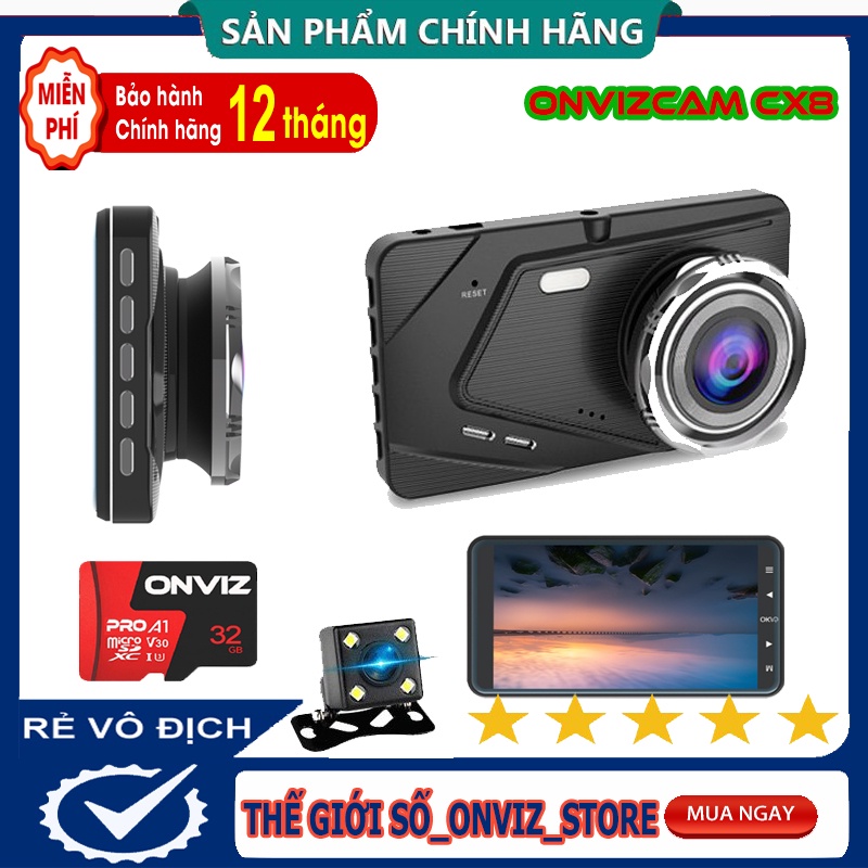 Camera hành trình ô tô Onvizcam Cx8, màn hình IPS 4 inh siêu nét chính hãng onviz