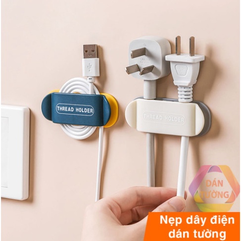 Móc dán treo dây điện, treo dây sạc điện thoại kẹp giữ dây điện, phích cắm điện,nút cố định dây điện chống rối
