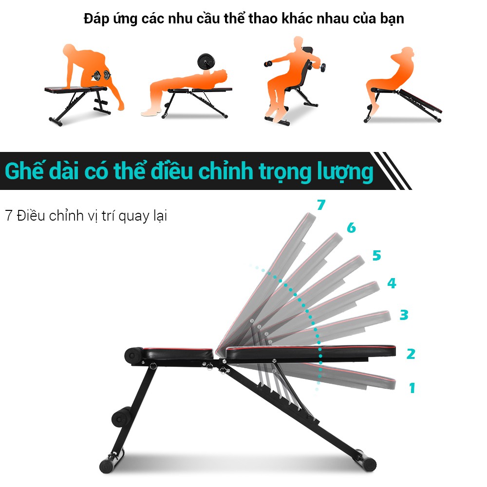 OneTwoFit Ghế tập tạ đa năng Ghế gập bụng chống đẩy tập gym đa năng có thể gấp lại Có thể điều chỉnh độ nghiêng