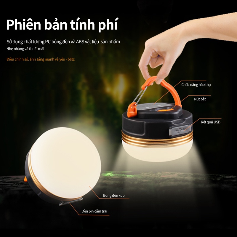 đèn led treo lều, đèn treo  cắm trại nhỏ gọn có sạc usb có thể thu gọn tiện lợi Đèn cắm trại dã ngoại