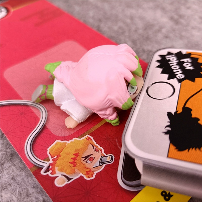 Phụ Kiện Bảo Vệ Đầu Dây Cáp Sạc Hình Hoạt Hình demon slayer Dễ Thương Cho iphone