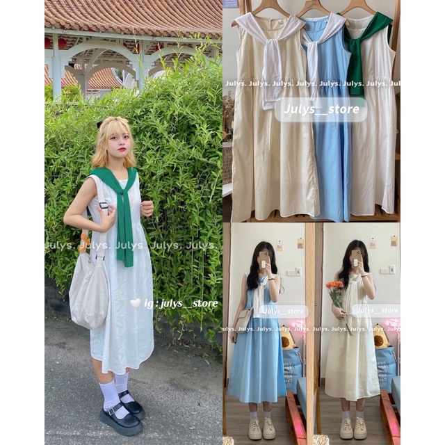 Đầm babydoll thô sát nách kèm khăn choàng (ảnh thật kèm video)