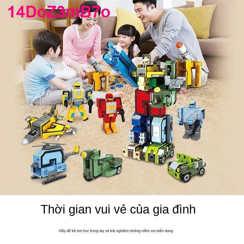 Bộ đồ chơi Máy biến hình kỹ thuật số xe tăng rô bốt ô tô trẻ em trai