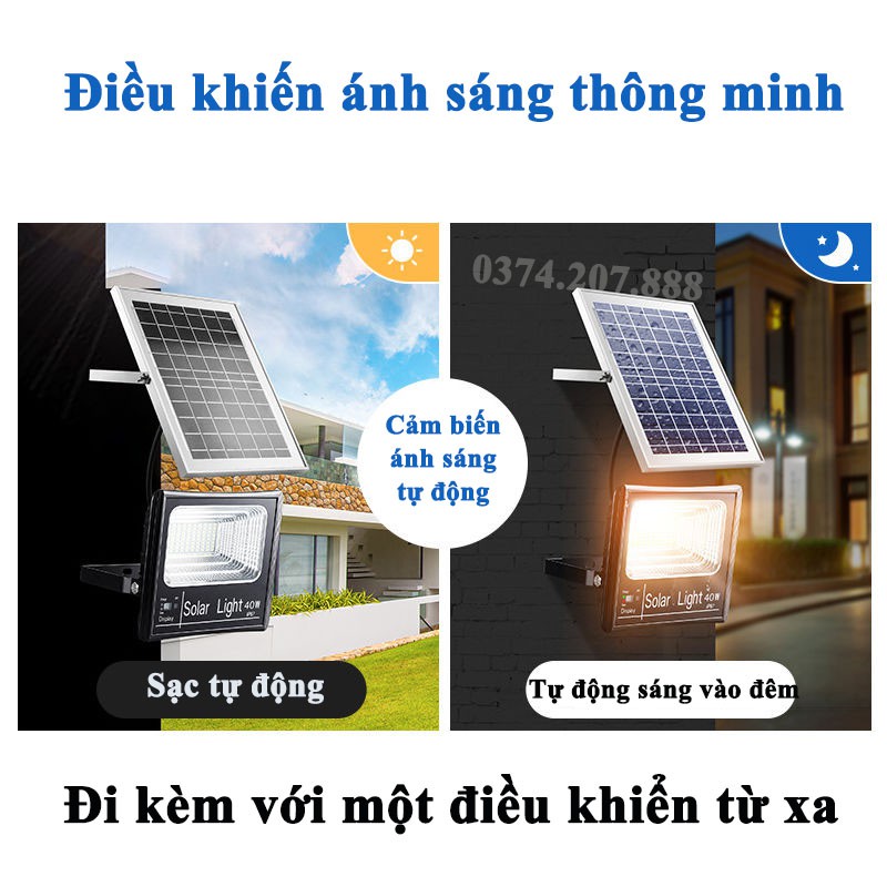 Đèn led năng lượng mặt trời FREESHIP Đèn led pha năng lượng mặt trời 40w BABA Đèn Led Chiếu Sáng TC