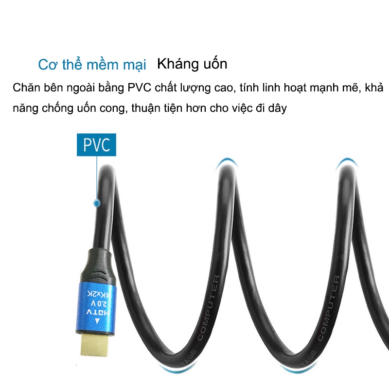 HDMI 2.0 hỗ trợ 4K 2k, cáp video HDMI chống nhiễu tốt, độ dài tín hiệu ổn định 1-10m