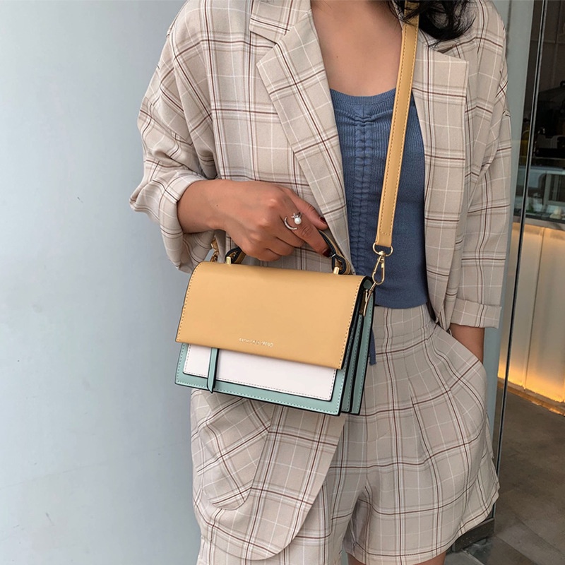 Túi đeo vai IELGY màu sắc tương phản đơn giản thiết kế thời trang cho nữ